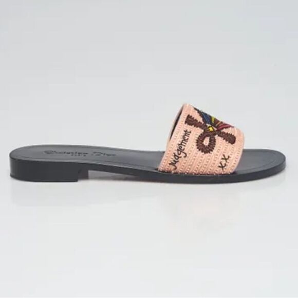 CHRISTIAN DIOR Multicolor Beaded Tarot Card Slide Sandals Size 37.5/ US 7.5 - Picture 11 of 11